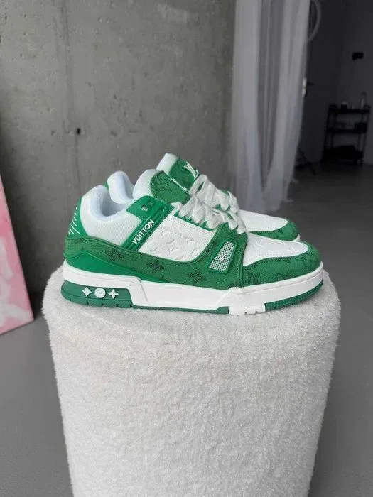 Кросівки Louis Vuitton Trainer Sneaker White/Green premium u2 | Кроссовки жіночі чоловічі — фото 4