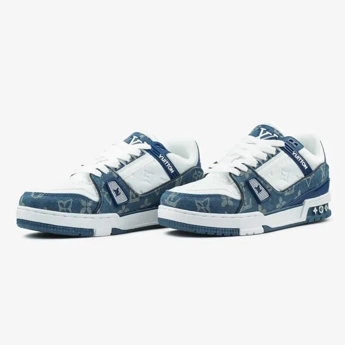 Кросівки Louis Vuitton Trainer White/Blue premium | Кроссовки чоловічі жіночі — фото 2