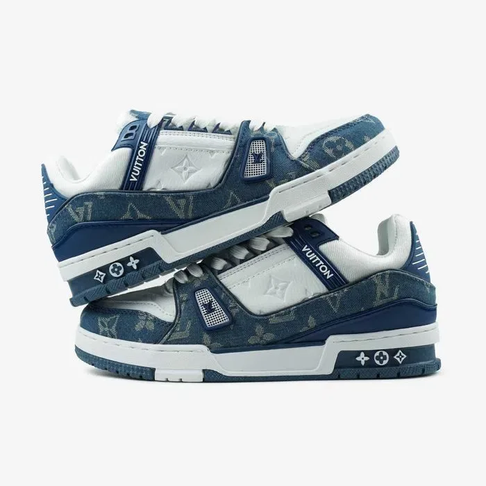 Кросівки Louis Vuitton Trainer White/Blue premium | Кроссовки чоловічі жіночі — фото 7