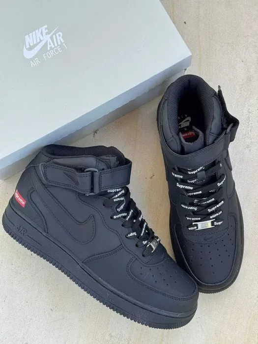 Кросівки  Nike Air Force 1 High x Supreme Black premium | Кроссовки Найк чоловічі — фото 3