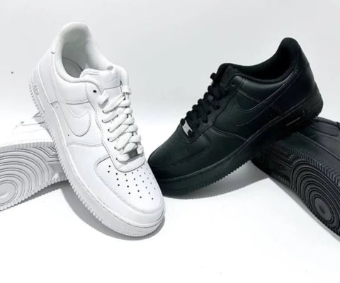 Кросівки Nike Air Force 1, р 37-46. Чорні та білі. Шкіра. В'єтнам