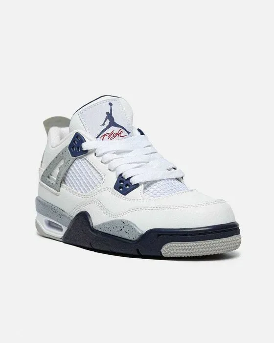 Кросівки Nike Air Jordan 4 White/Grey/Blue premium | Кроссовки Найк чоловічі жіночі — фото 3