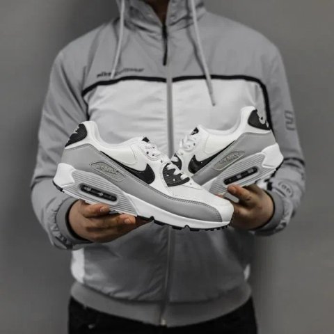 Кросівки Nike Air Max 90 White/Grey/Black premium | Кроссовки Найк чоловічі жіночі