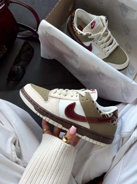 Кросівки Nike Dunk Low khaki leopard premium | Кроссовки Найк жіночі