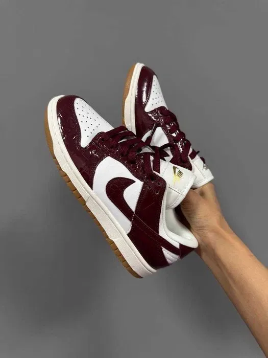 Кросівки Nike SB Dunk Burgundy Croc premium | Кроссовки Найк жіночі чоловічі — фото 7
