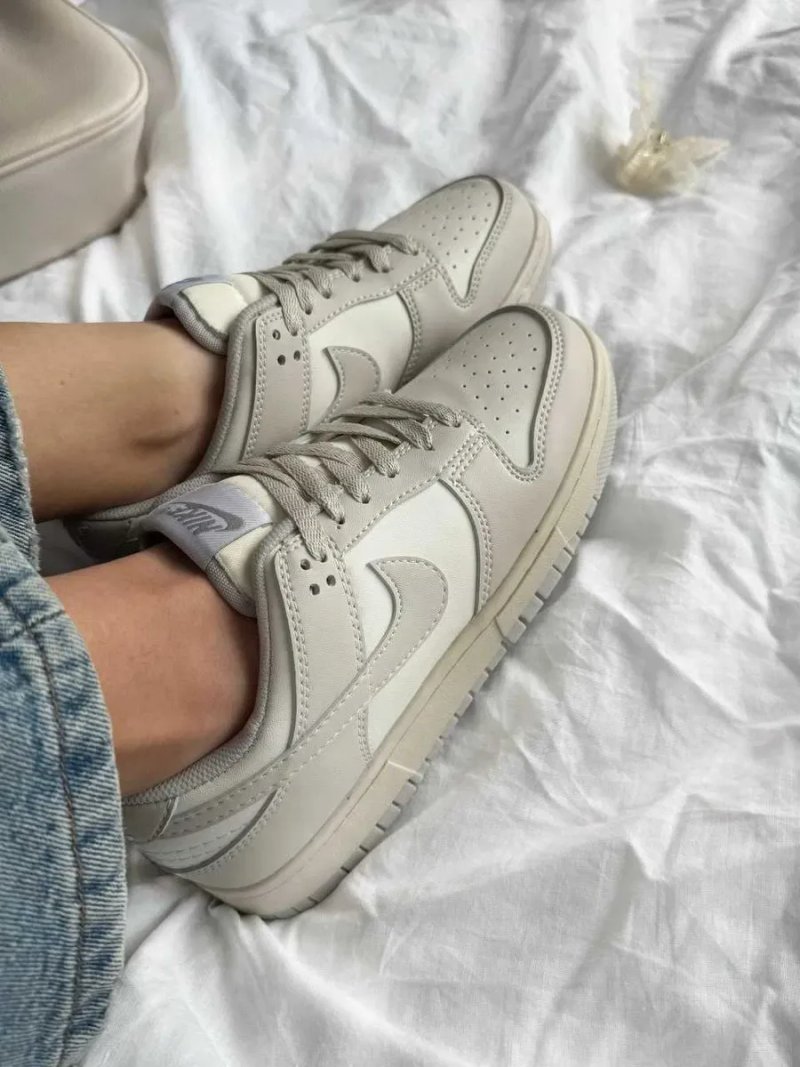 Кросівки Nike SB Dunk Light Bone Beige жіночі бежеві Найк Данк шкіряні демісезонні кеди | Женские кеды Данки кроссовки бежевые кожаные 36 37 38 39 — фото 2