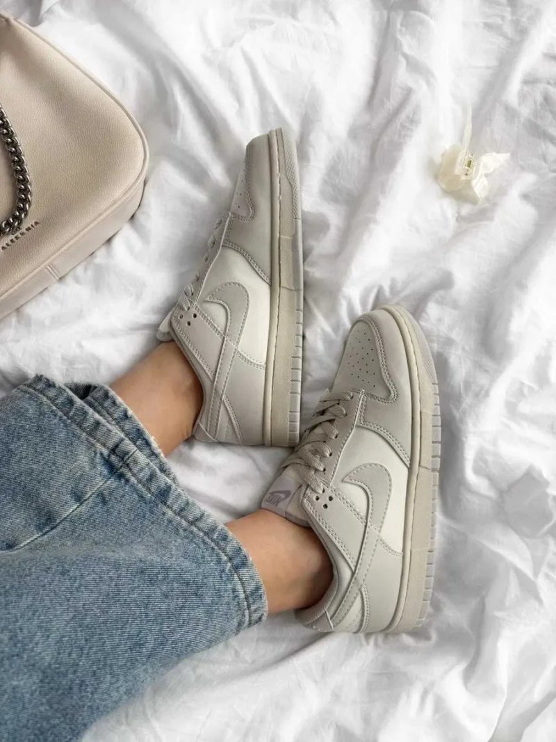 Кросівки Nike SB Dunk Light Bone Beige жіночі бежеві Найк Данк шкіряні демісезонні кеди | Женские кеды Данки кроссовки бежевые кожаные 36 37 38 39 — фото 3