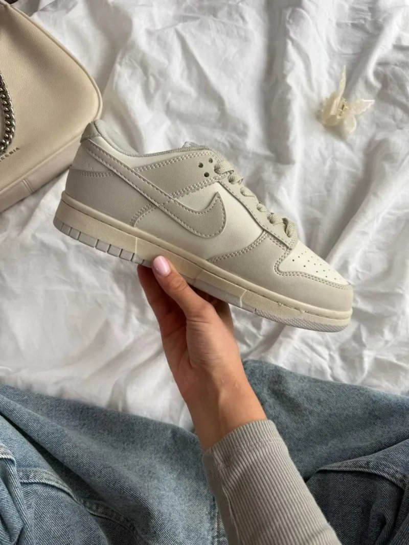 Кросівки Nike SB Dunk Light Bone Beige жіночі бежеві Найк Данк шкіряні демісезонні кеди | Женские кеды Данки кроссовки бежевые кожаные 36 37 38 39 — фото 4