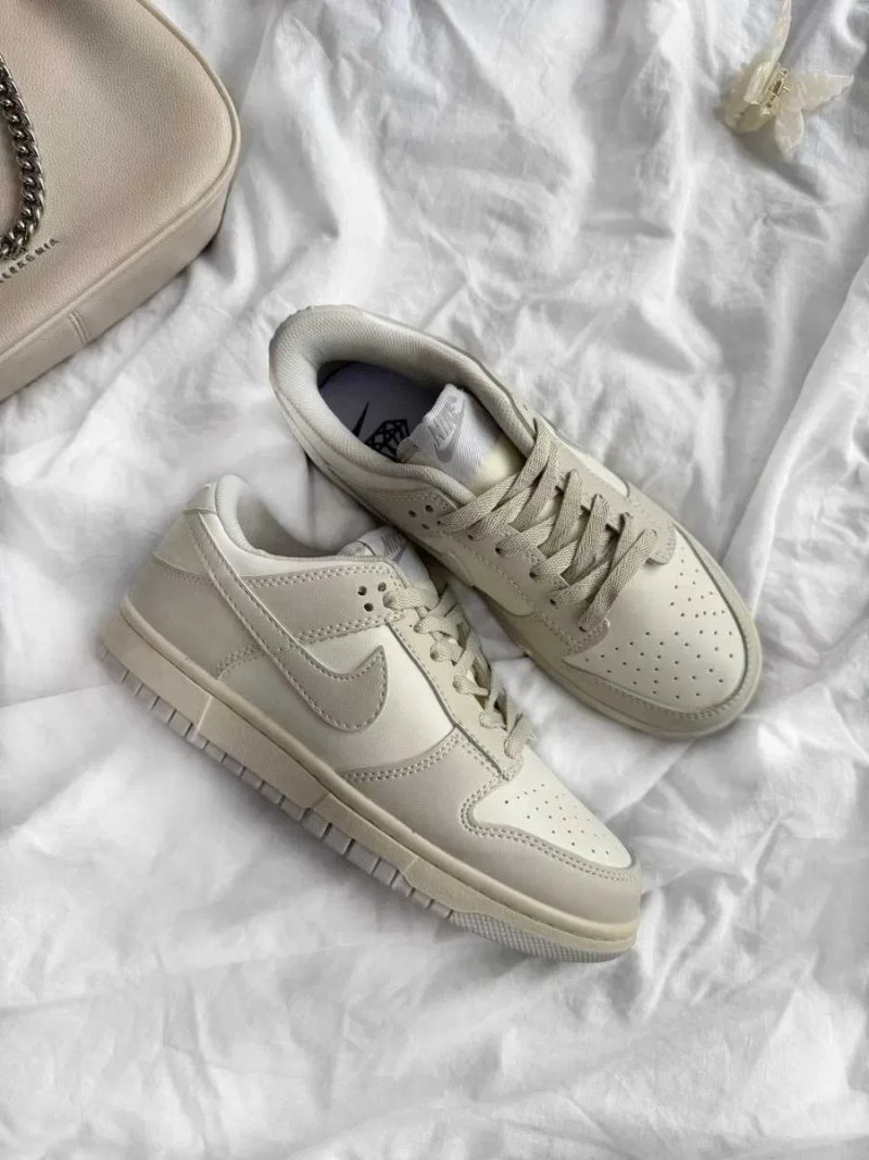 Кросівки Nike SB Dunk Light Bone Beige жіночі бежеві Найк Данк шкіряні демісезонні кеди | Женские кеды Данки кроссовки бежевые кожаные 36 37 38 39 — фото 7