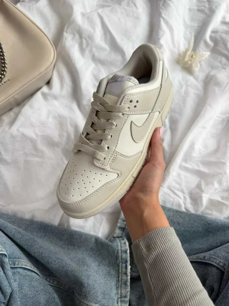 Кросівки Nike SB Dunk Light Bone Beige жіночі бежеві Найк Данк шкіряні демісезонні кеди | Женские кеды Данки кроссовки бежевые кожаные 36 37 38 39 — фото 8