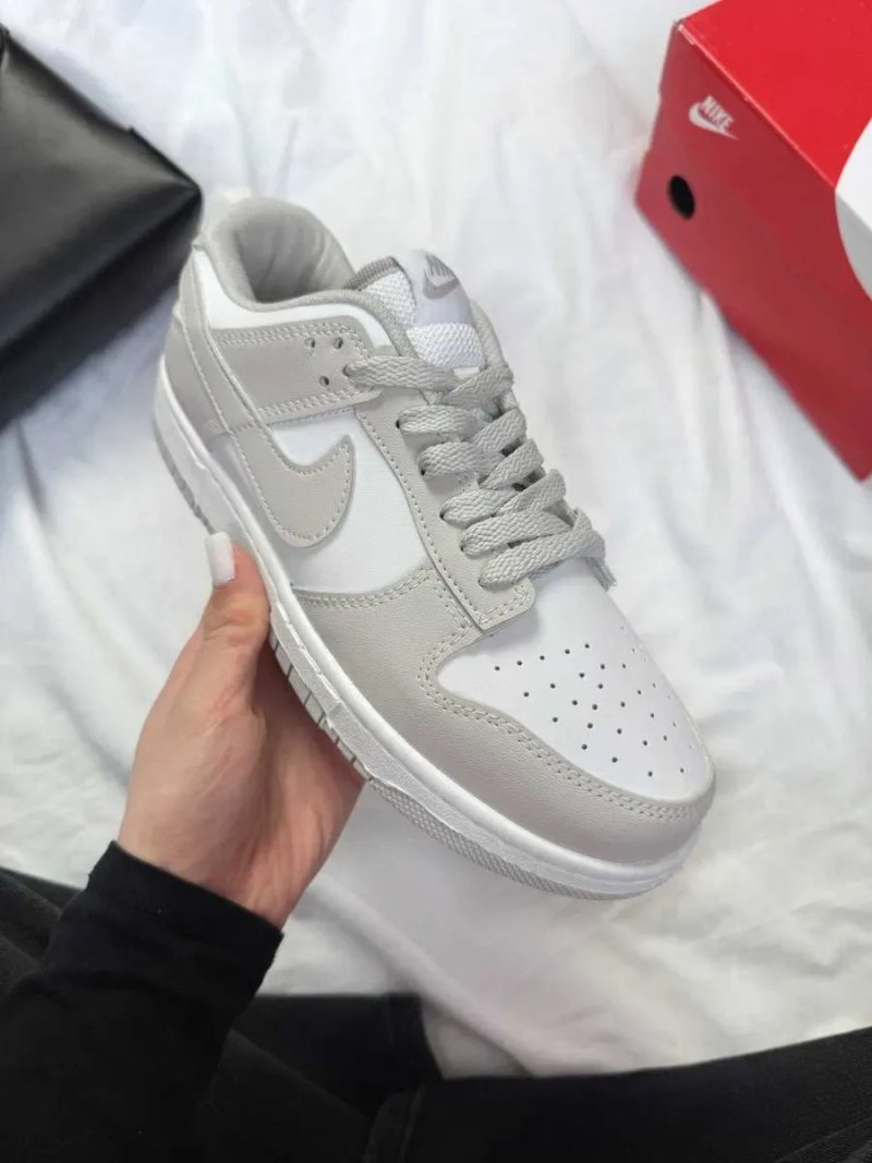 Кросівки Nike SB Dunk Low Grey White жіночі сірі з білим Найк Данк шкіряні демісезонні | Женские кроссовки Данки серые кеды кожаные 36 37 38 39 40 — фото 8
