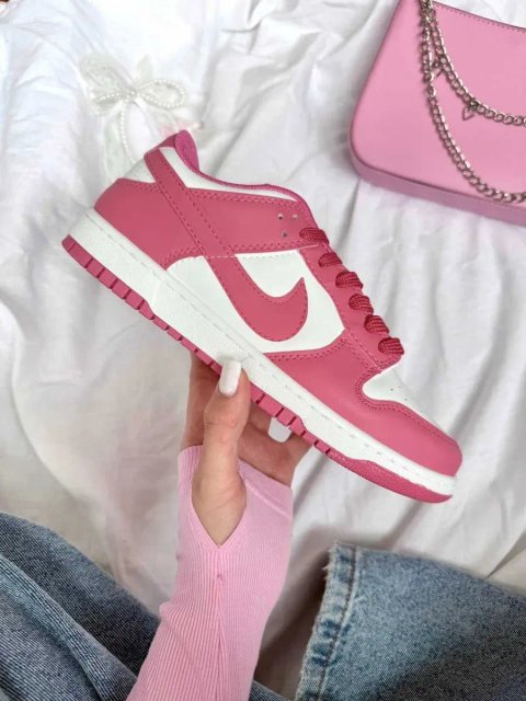 Кросівки Nike SB Dunk Low Pink White жіночі рожеві Найк Данк шкіряні демісезонні кеди | Женские кроссовки Данки кеды розовые 36 37 38 39