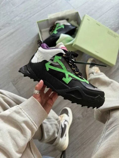Кросівки OFF-WHITE Odsy-1000 Black/Green (люкс якість) | Кроссовки чоловічі