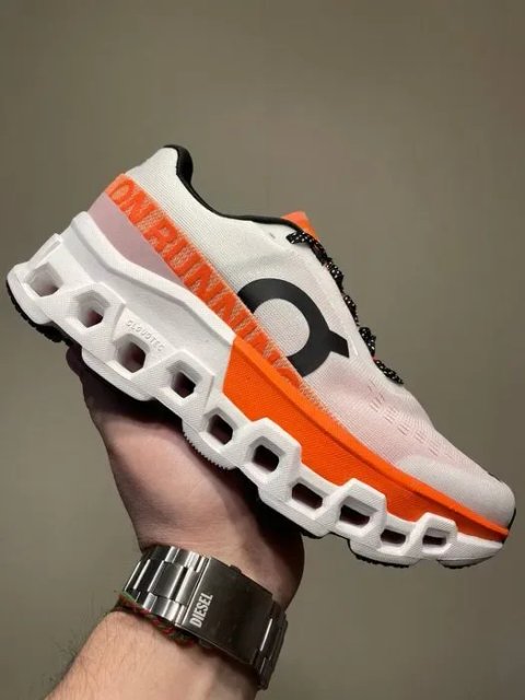 Кросівки ON Cloudmonster 2 White/Orange premium i97 | Кроссовки жіночі чоловічі