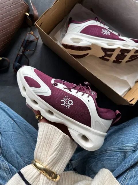 Кросівки ON Cloudsolo White/Burgundy premium | Кроссовки жіночі чоловічі