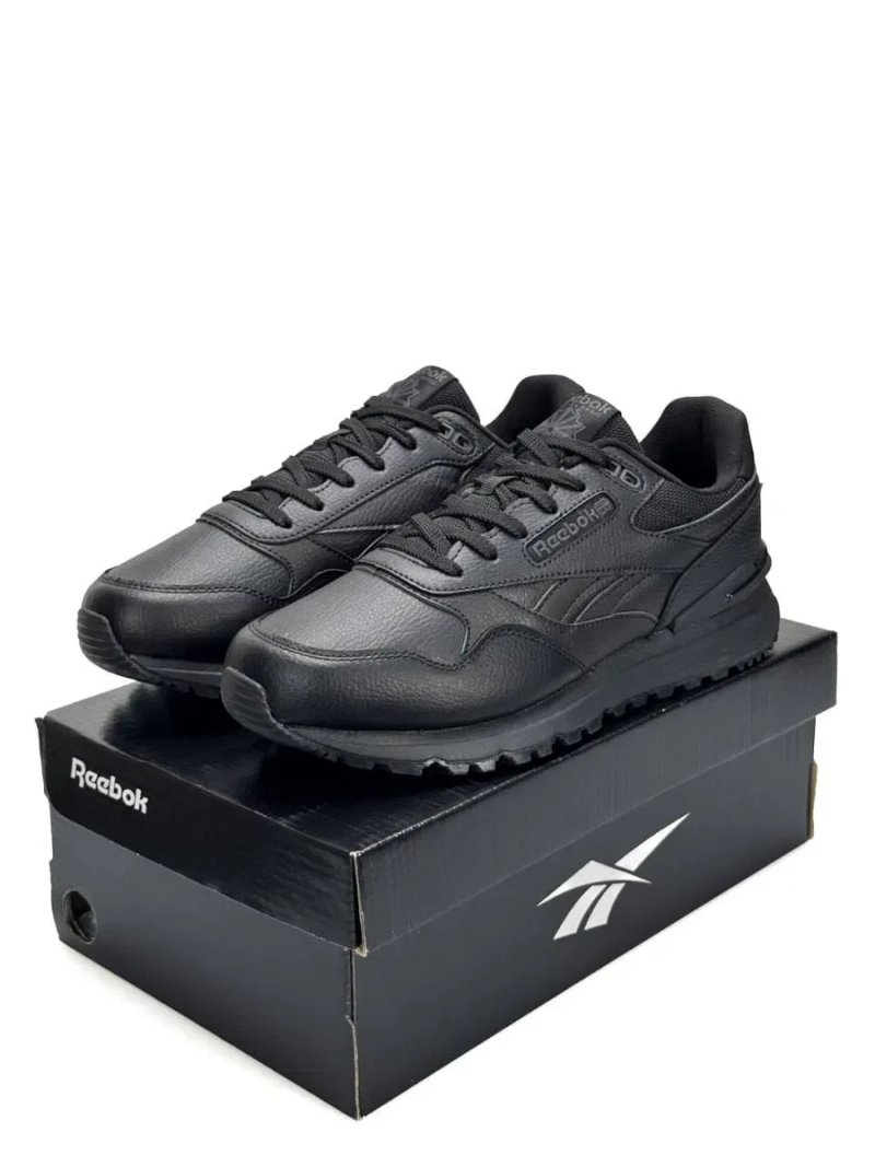 Кросівки осінні Reebok Classic Leather 2400 All Black premium | Кроссовки чоловічі — фото 7