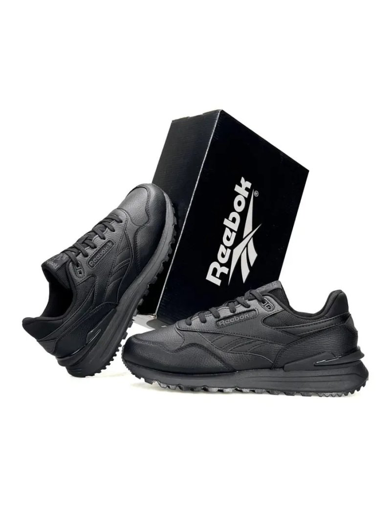 Кросівки осінні Reebok Classic Leather 2400 All Black premium | Кроссовки чоловічі — фото 8