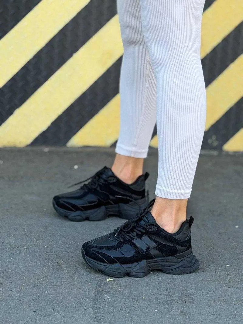 Кросівки жіночі Stilli (36-41) — чорні, замша, шкіра | у стилі New Balance 9060, на осінь, шкіряні — фото 2