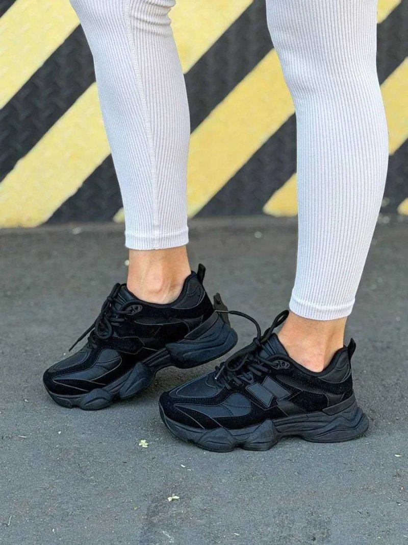 Кросівки жіночі Stilli (36-41) — чорні, замша, шкіра | у стилі New Balance 9060, на осінь, шкіряні — фото 5