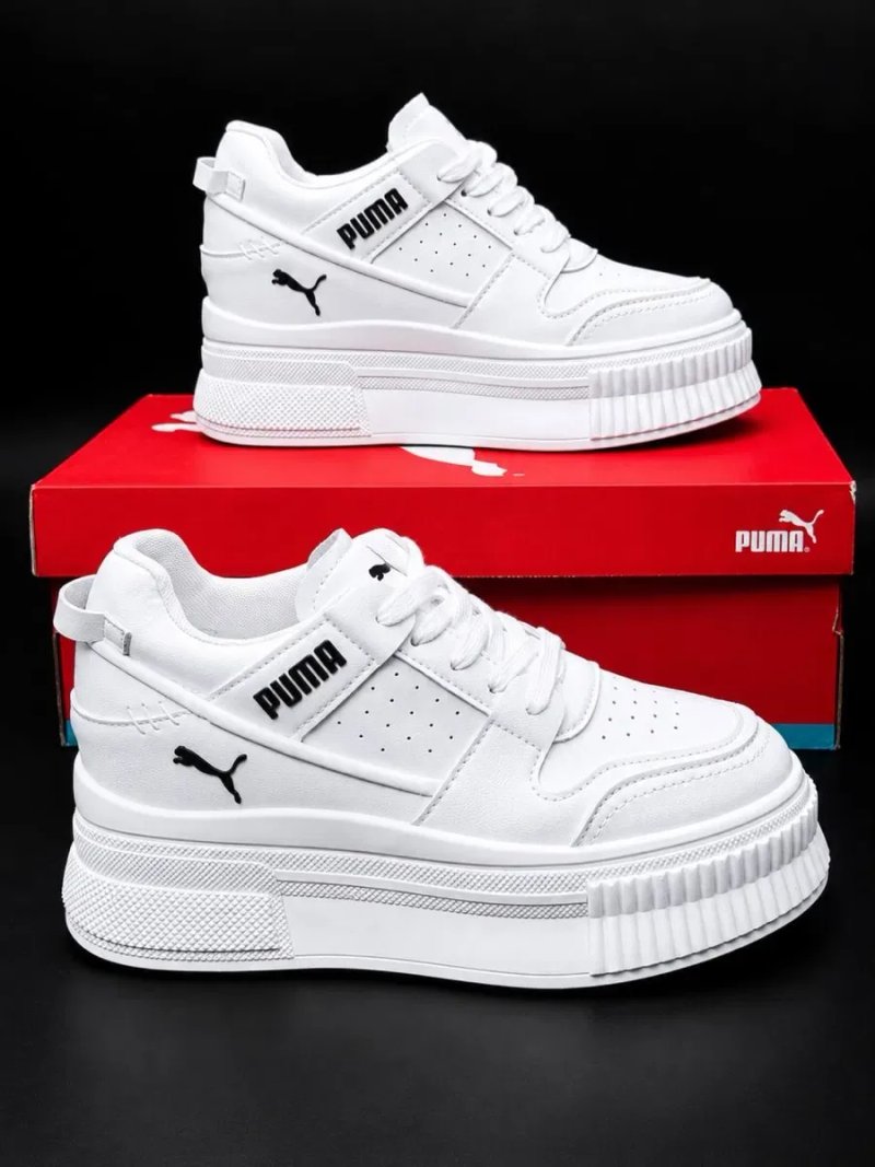 Кросовки на платформе !! Кроссовки Puma Стильные кожаные кросовки пума на осень !  Білі жіночі кросовки пума на високій підошві Осінні кросовки — фото 4