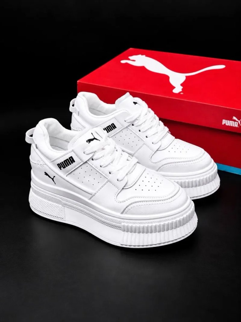 Кросовки на платформе !! Кроссовки Puma Стильные кожаные кросовки пума на осень !  Білі жіночі кросовки пума на високій підошві Осінні кросовки — фото 7