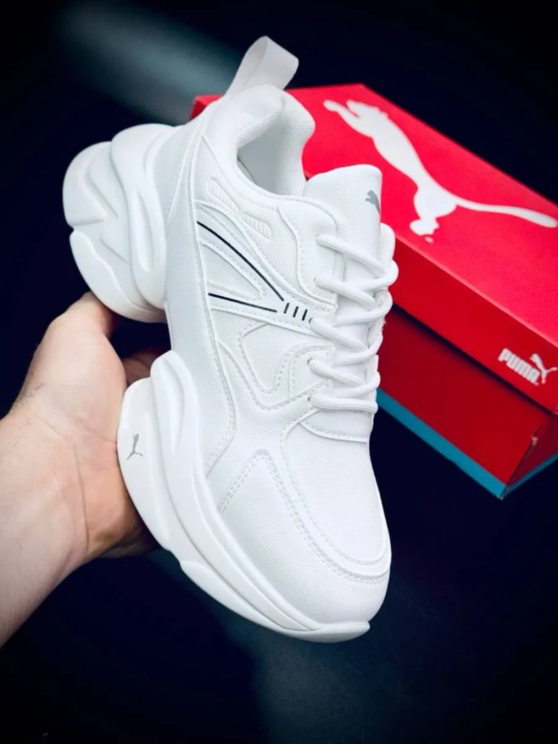 кросовки пума • Puma новинка • жіночі кросівки пума • незвичний дизайн • літні красовки Puma • шкіра • легкі білі кросовки — фото 6