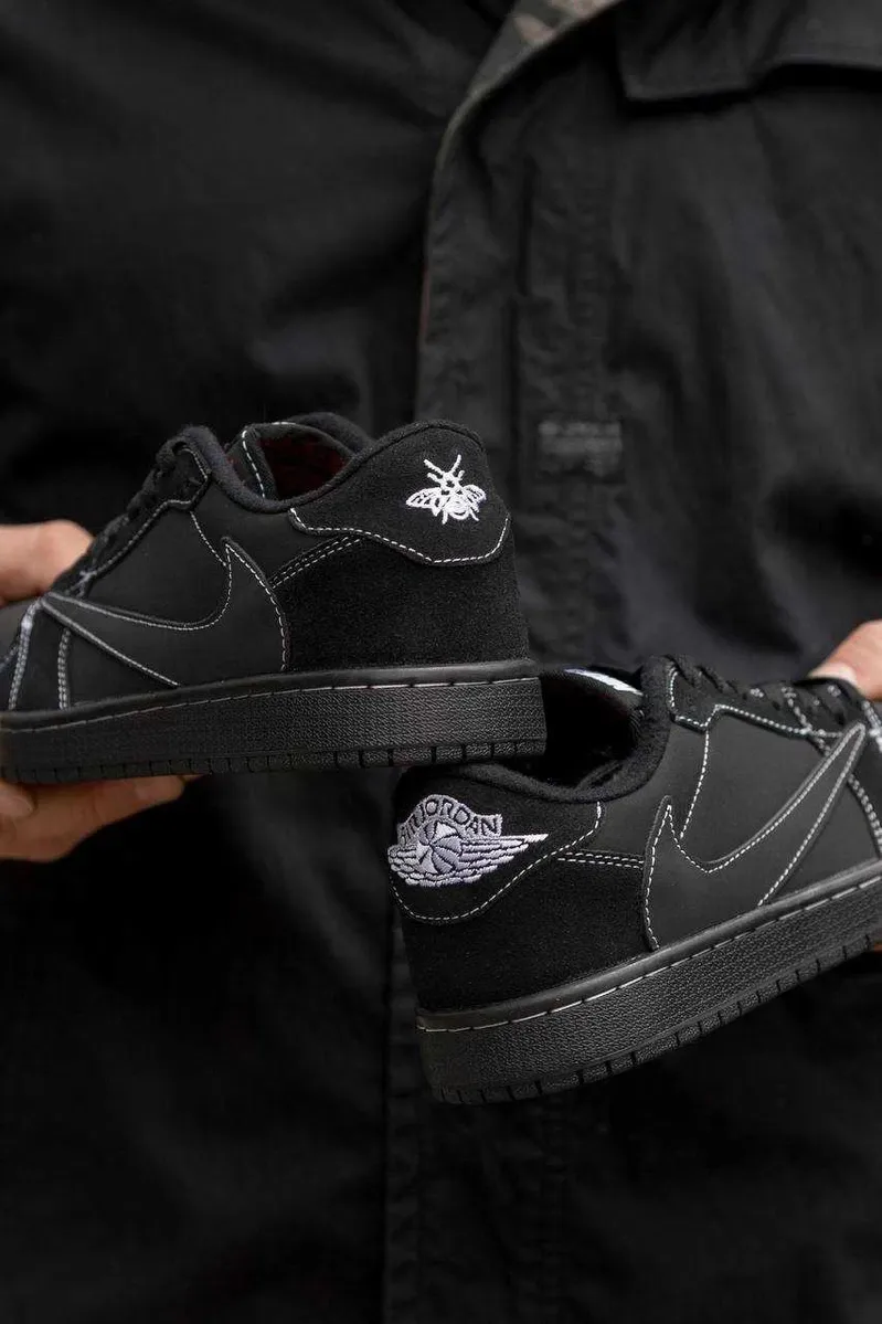 Кроссовки Nike Air Jordan Retro 1 Low x Travis Scott OG Black Phantom — фото 5