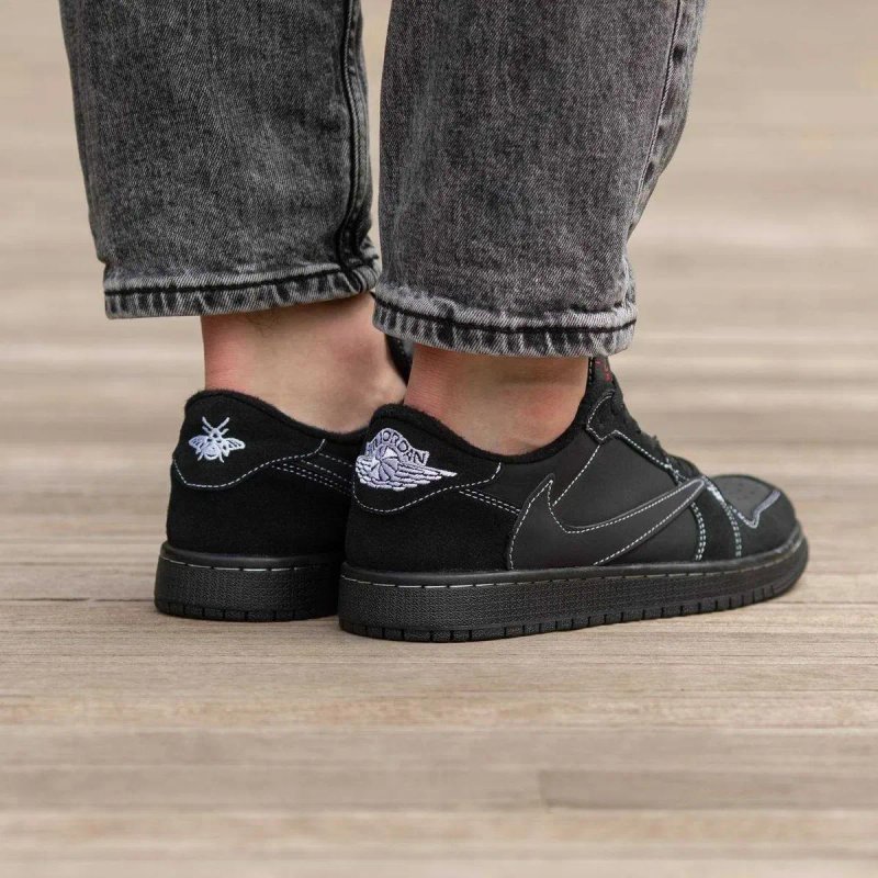 Кроссовки Nike Air Jordan Retro 1 Low x Travis Scott OG Black Phantom — фото 8