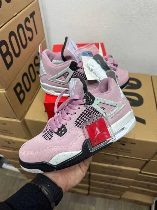 Кроссовки Nike Jordan 4 pink / Джордан розовые высокие 37 38 39 40 — фото 4