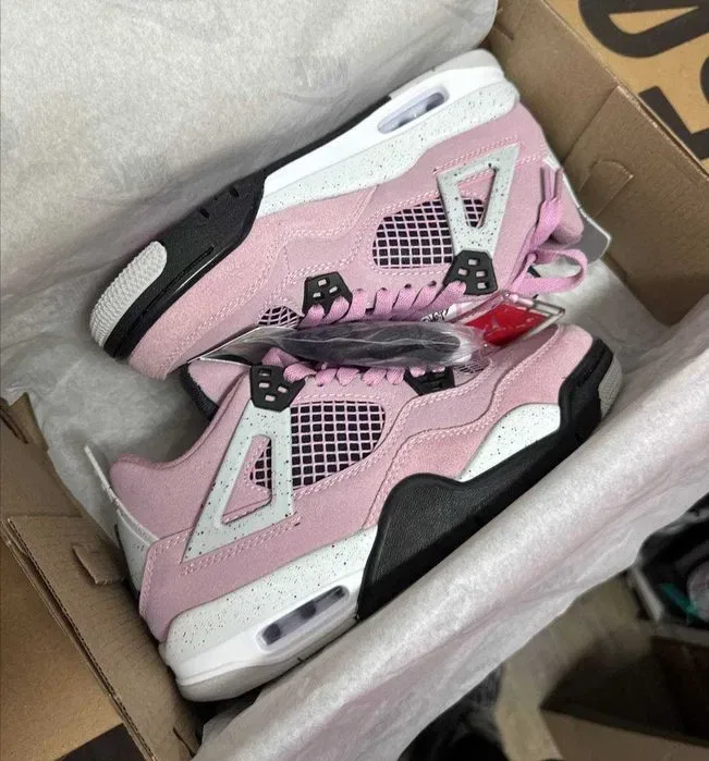 Кроссовки Nike Jordan 4 pink / Джордан розовые высокие 37 38 39 40 — фото 6