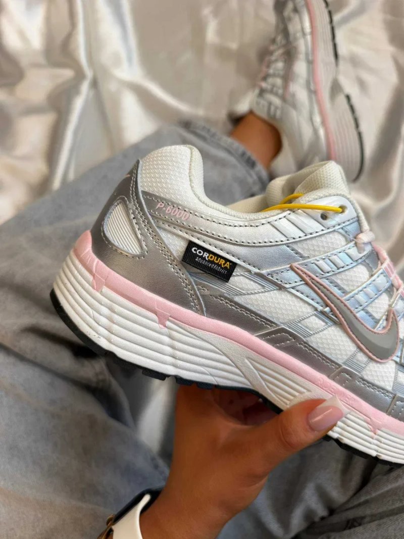 Кроссовки Nike P-6000 White Elemental Pink CorDura / Найк П-6000 белые розовые влагозащита 36 37 38 39 40 41 — фото 2