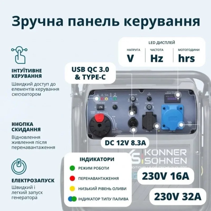 KS 8100 IEG Könner sohnen  інверторний 8.5кВт газо-бензиновий — фото 3