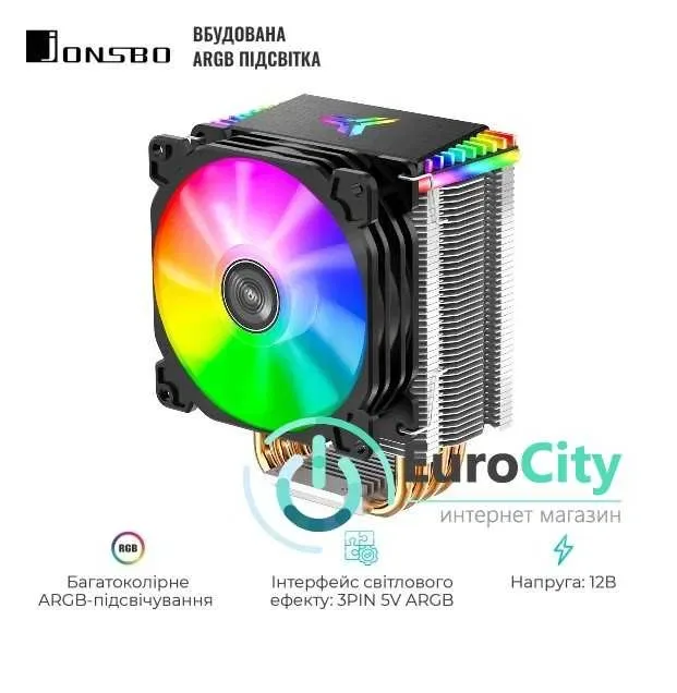 кулер JONSBO CR-1400 ARGB Black (92mm/LGA115X/1200/1700,AM4/AM5) — фото 2