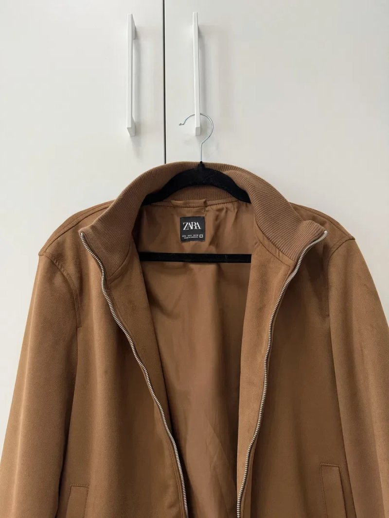 Куртка бомбер Zara замшева коричнева S — фото 3