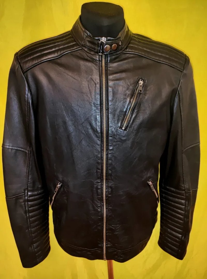 Куртка кожаная, натуральная кожа,пилот Jack & Jones Германия, р.L, 50-52 — фото 7