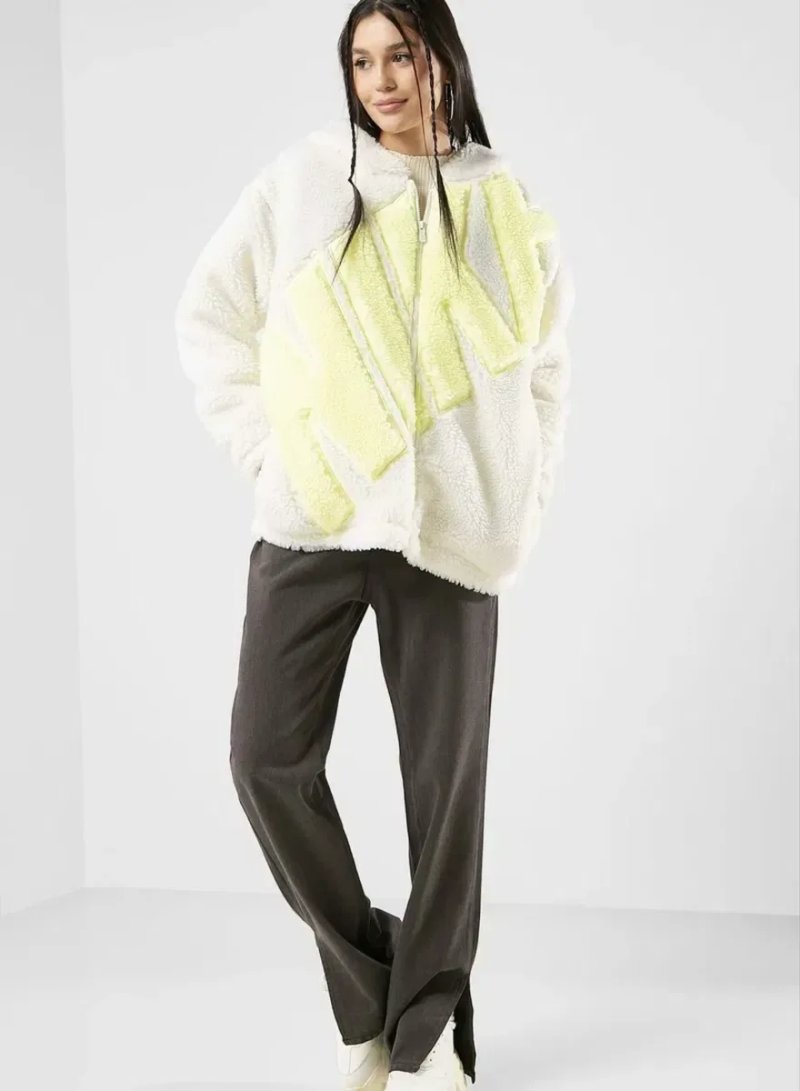 Куртка Nike, тедді, Sportswear Logo Sherpa Jacket — фото 3