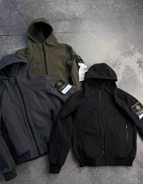 Куртка Stone Island soft shell хакі 1:1 оригінал зелена унісекс чоловіча преміум якість стон айленд
