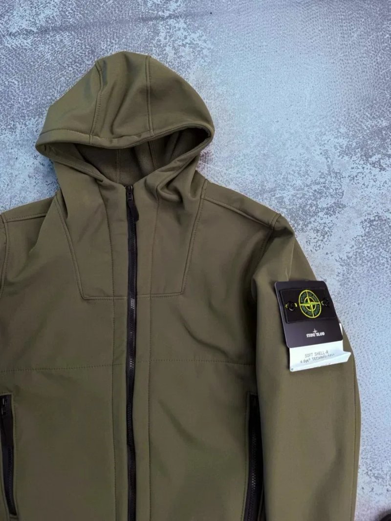 Куртка Stone Island soft shell хакі 1:1 оригінал зелена унісекс чоловіча преміум якість стон айленд — фото 2