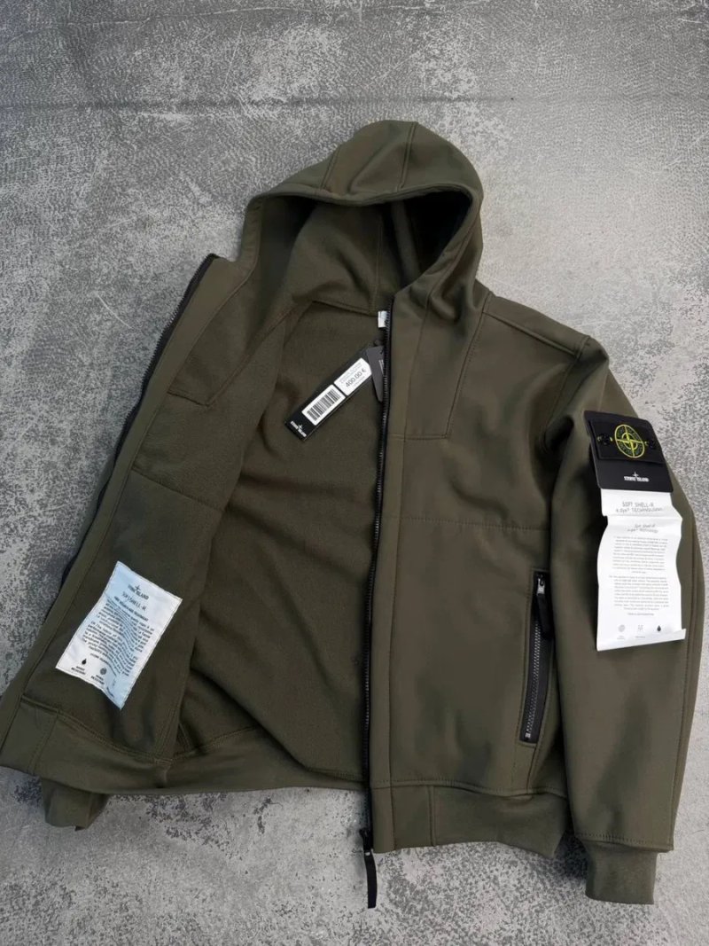 Куртка Stone Island soft shell хакі 1:1 оригінал зелена унісекс чоловіча преміум якість стон айленд — фото 3