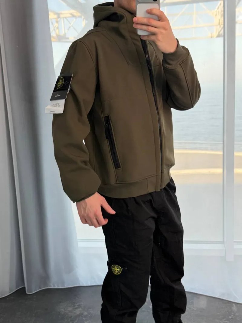 Куртка Stone Island soft shell хакі 1:1 оригінал зелена унісекс чоловіча преміум якість стон айленд — фото 6