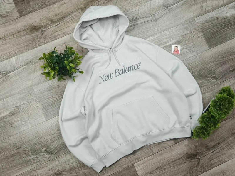 [L] NEW BALANCE широке худі оригінальне бавовна нові коллекції біле — фото 2