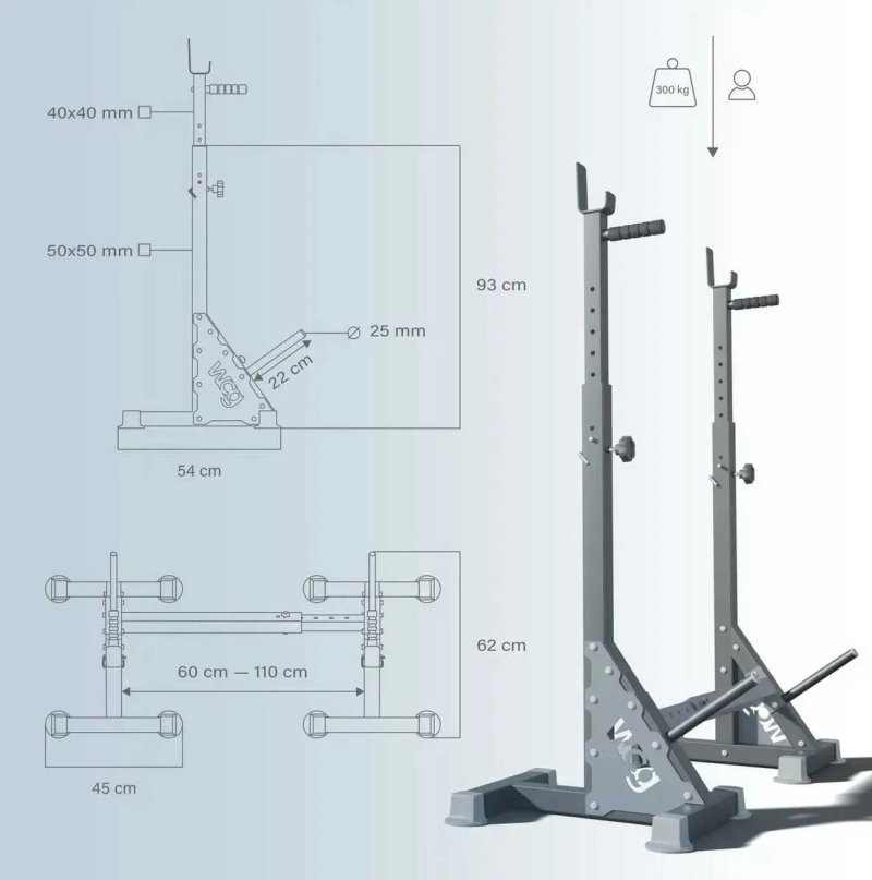 Лава для жиму штанги гантель прес регульована + стійки 3в1 POWER | Лавка під штангу до 300 кг | Скамья жима со стойками для штанги + брусья | Тренажер — фото 7