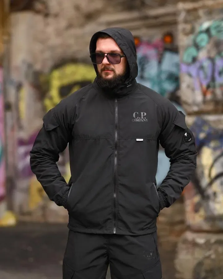 Легенький весняний комплект кофта штани чорного кольору / костюм Company klinse black / чоловічий спортивний костюм чорний / костюм на весну чорний — фото 2