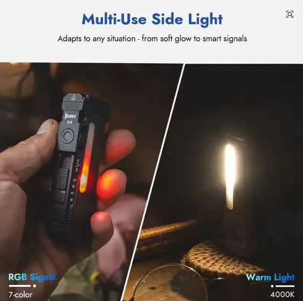 Ліхтар WUBEN X4\EDC\1500Lumens-205m\RGB\magnet\USB-C\18650-3400ma  кольори в наявності — фото 6