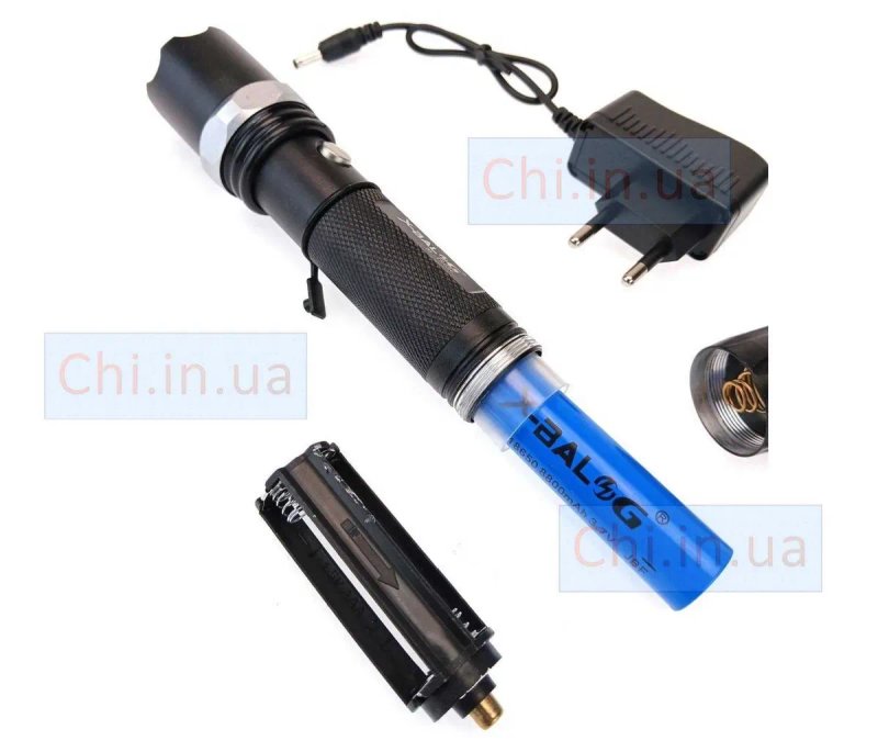 Ліхтарик BL-8626 + акумулятор 18650 + зарядний пристрій 220 В Фонарик аккумуляторный ручной — фото 6