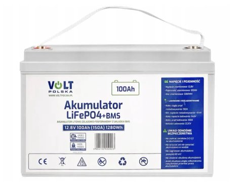 Літій-залізофосфатний акумулятор VOLT POLSKA LiFePO4 12 V 100 Ah, Литий-железофосфатный аккумулятор