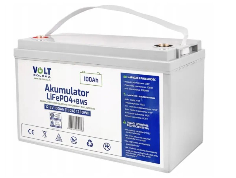 Літій-залізофосфатний акумулятор VOLT POLSKA LiFePO4 12 V 100 Ah, Литий-железофосфатный аккумулятор — фото 2