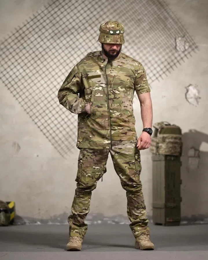 Літо тактичний комплект чоловічий 5-в-1 «Multicam Elite»: Куртка, Штани, Футболка, Панама та Ремінь Cobra / Літній тактичний костюм 5в1 STURM мультика — фото 3