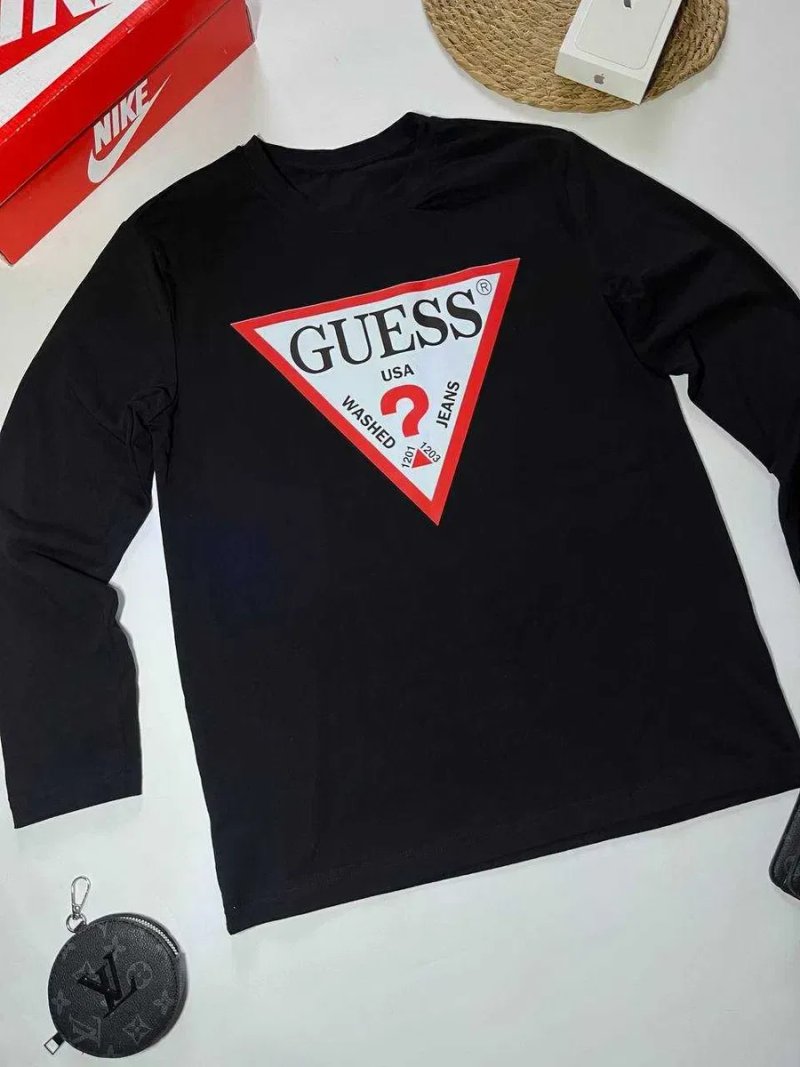 Лонг Guess/лонгслів чорний/лонг ГЕС/GUESS/дешево/унісекс/ЛОНГ СЛІВ — фото 4
