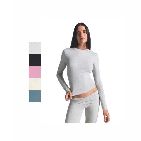 Лонгслів Skims Soft Smoothing Seamless Long Sleeve T-Shirt Light Heather Grey \ Onyx \ Bubble Gum \ Bone \ Kyanite
